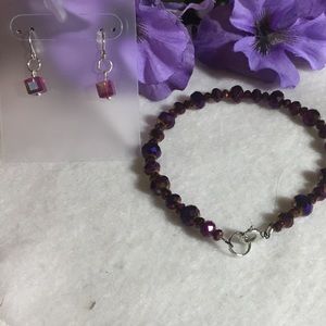 Purple bracelet and earrings